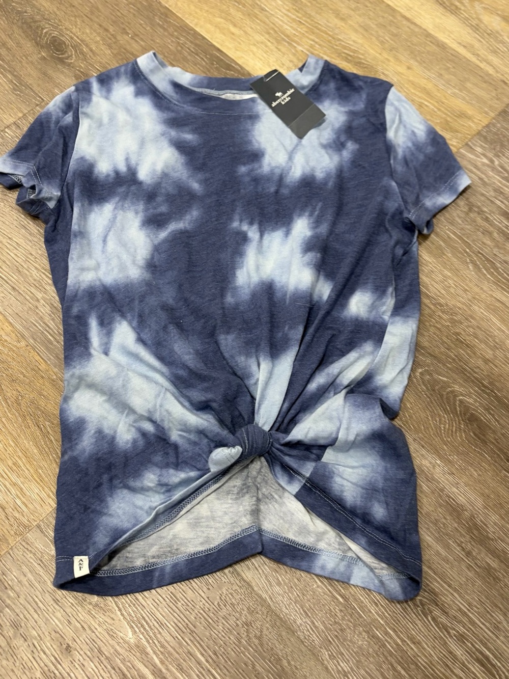 abercrombie kids Navy Blue Tie-Dye Knot Front Tee